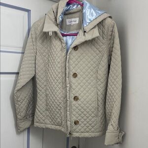 Calvin Klein Beige Quilted Jacket with Blue Lining